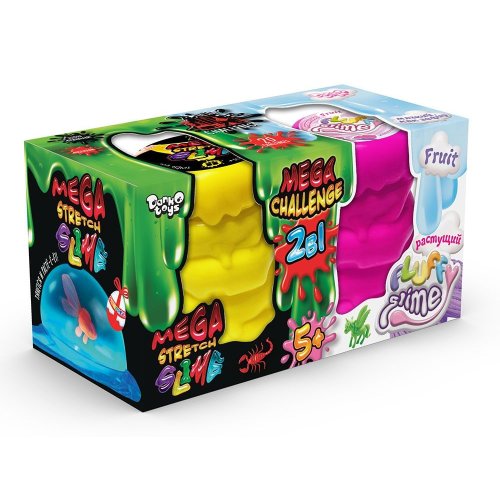 Вязкая масса "2 в 1" Mega Stretch Slime "и" Fluffy Slime "рос (FLS-03-01)