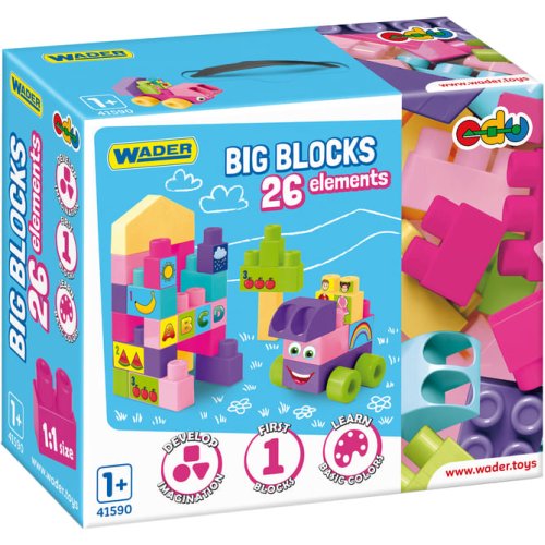 Конструктор Wader Big Blocks, 26 деталей, пастельный 41590
