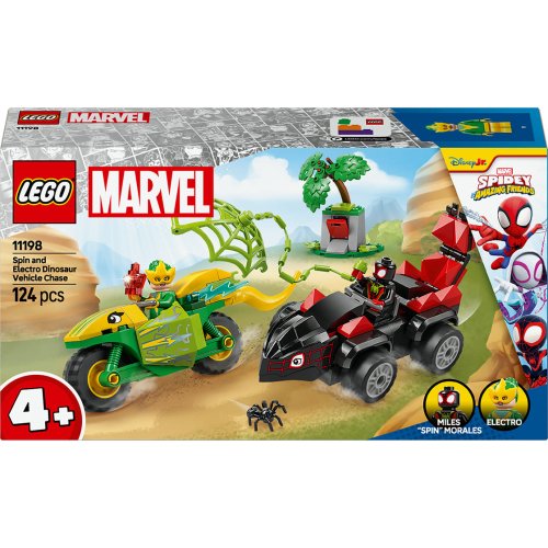 Конструктор Lego Marvel Spidey Гонки на электромобилях с динозаврами, 124 детали 11198