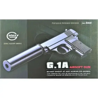 Страйкбольный пистолет Galaxy Colt25 с глушителем металлический, черный G1A