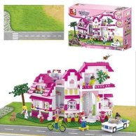 Конструктор M38-B0536 загородный дом, фигурки, машинка, велосипед, 726 дет