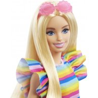Кукла Barbie "Модница" с брекетами в полосатом платье HJR96