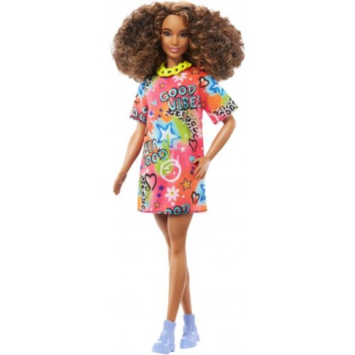 Кукла Barbie "Модница" в ярком платье-футболке HJT00