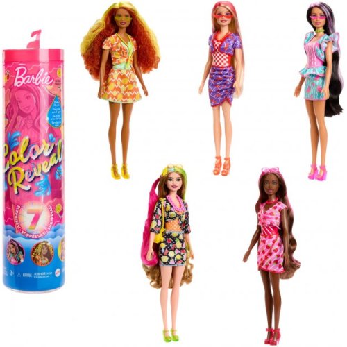 Кукла-сюрприз Mattel Цветное перевоплощение Barbie Фруктовый сюрприз HJX49