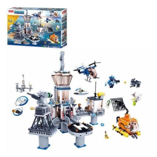 Конструктор SLUBAN M38-B0828 полиция, вод.трансп,вертолет,фигурки,1016дет
