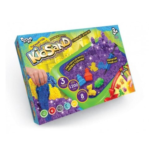 Кинетический песок "KidSand" 1200г + песочница Danko Toys  рус. (KS-02-02)