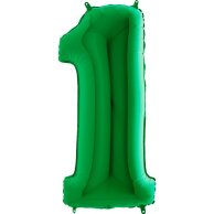 Гелиевый шар фольга цифра 1 зеленый (3207-1238)