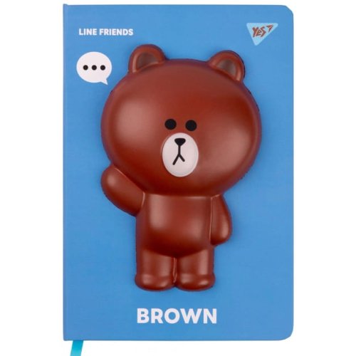 Блокнот-сквиш YES Line Friends Brown, А5, 128 листов, линия 151802