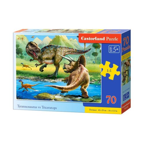 Пазлы Castorland 70 эл. Тиранозавр и трицератопс (B-070084)