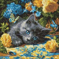 Алмазная мозаика Ідейка Котенок голубоглазый, 40х40 см AMO8340