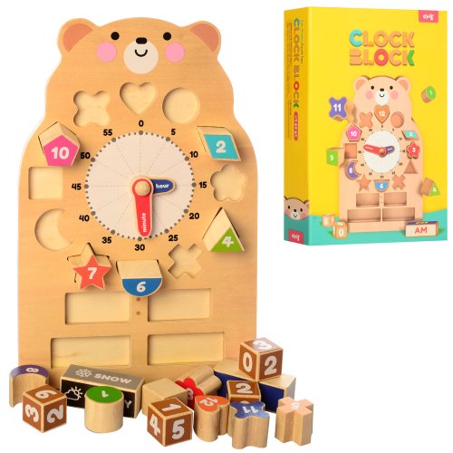 Деревянная игрушка Bambi Часы MD 1281 медведь, рамка-вкладыш