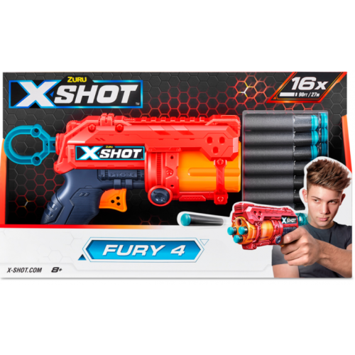 Бластер Zuru X-Shot Red Excel Fury 4, 16 патронов 36377R