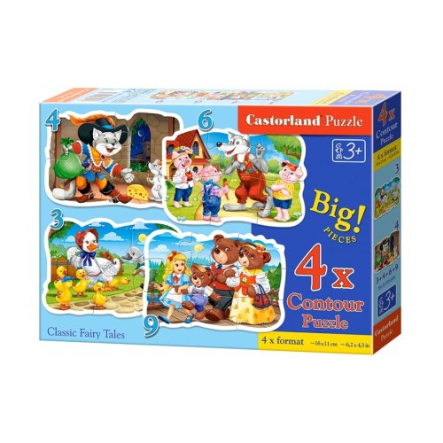 Пазлы Castorland 4х1 (3,4,6,9) Классические сказки *(B-005086)