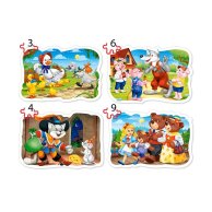 Пазлы Castorland 4х1 (3,4,6,9) Классические сказки *(B-005086)