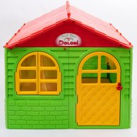 Игровой домик Doloni Toys со шторками зелено-красный 02550/3