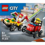Конструктор Lego City Пицца-авто против пожарной машины. Набор гонок, 70 деталей 60458