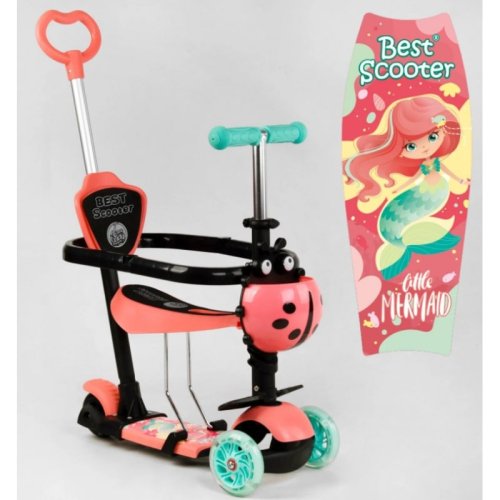 Самокат 5в1 трехколесный Best Scooter, с защитным бампером, PU колеса с подсветкой 56006