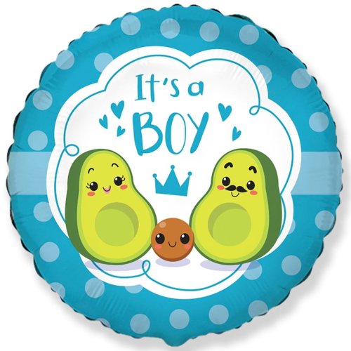Фольгированные шары с рисунком 18" it's a boy авокадо