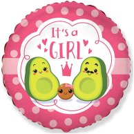 Фольгированные шары с рисунком 18" it's a girl авокадо
