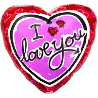 Фольгированные шары с рисунком 18" ily сердце розовое на красном
