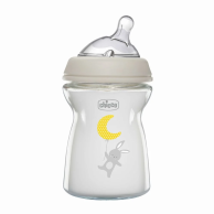 Стеклянная бутылка Chicco с силиконовой соской Natural Feeling, 0м+, 250мл. 81221.30