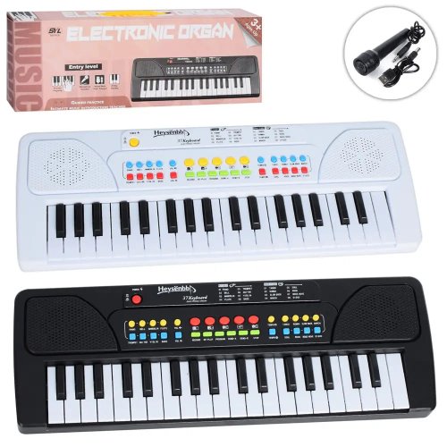 Детский синтезатор с микрофоном, 37 клавиш, USB и батарейки SYL-8202A-B