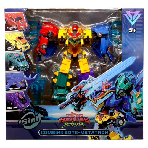 Игровой набор с машинками-трансформерами Dinoster Метатрон 5 в 1 EU580855
