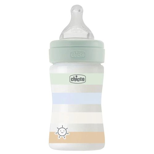 Пластиковая бутылочка Chicco Well-Being Colors, медленный поток, 0м+, 150 мл, голубая 28611.21