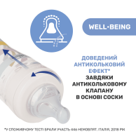 Пластиковая бутылочка Chicco Well-Being Colors, быстрый поток, 4м+, 330 мл 28637.31