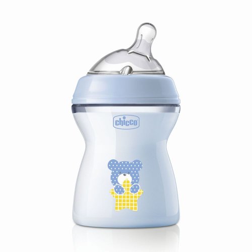 Пластиковая бутылочка Chicco Natural Feeling, 2м+, 250 мл, голубая 81323.20