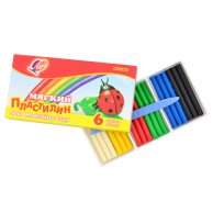 Пластилин мягкий Луч "Кроха" 6 цв. , со стеком (540209)