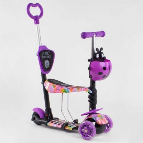 Детский трехколесный самокат Best Scooter 5в1 с бортиком, сиденьем и ручкой 20155