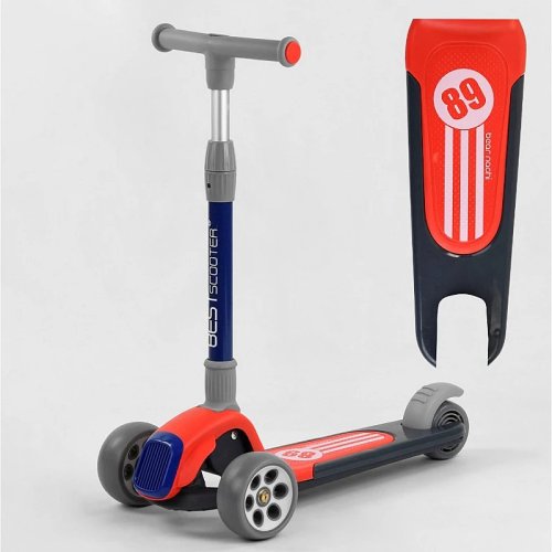 Трехколесный самокат Best Scooter колеса PU 120х50мм с подсветкой, красный RS-9119