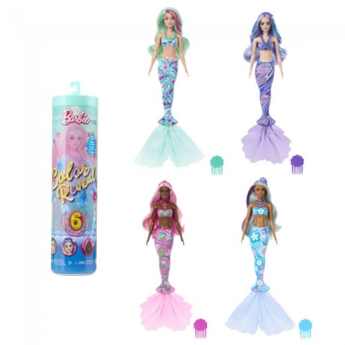 Кукла-сюрприз Mattel Цветное перевоплощение Barbie Тайны моря Барби русалка HRK12